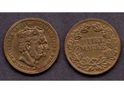 NĚMECKO. Herní žeton. Wilhelm Deutscher Kaiser Augusta Deutscher Kaiserin. Spiel Marke.