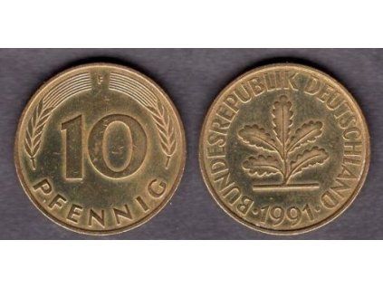 NĚMECKO. 10 pfennig 1991/F.
