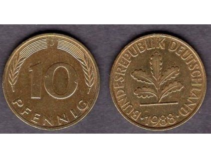 NĚMECKO. 10 pfennig 1988/J.