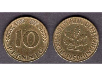 NĚMECKO. 10 pfennig 1950/D.