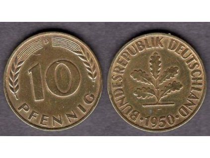 NĚMECKO. 10 pfennig 1950/D.
