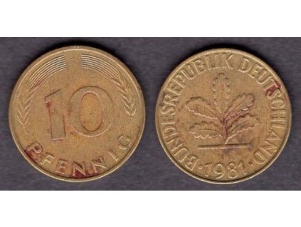 NĚMECKO. 10 pfennig 1981/F.