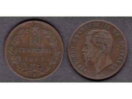 ITÁLIE. 10 centesimi 1867/H.