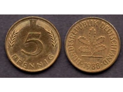 NĚMECKO. 5 Pfennig 1988/J.