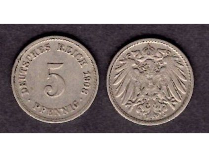 NĚMECKO. 5 Pfennig 1908/A.