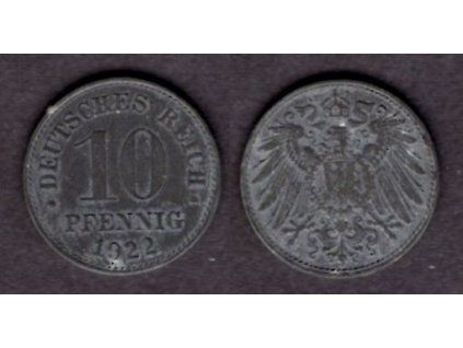 NĚMECKO. 10 Pfennig 1922.