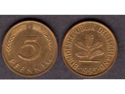 NĚMECKO. 5 Pfennig 1993/F.