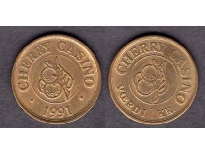 ŠVÉDSKO. Žeton do casina. CHERRY CASINO. 1 Krona 1991.