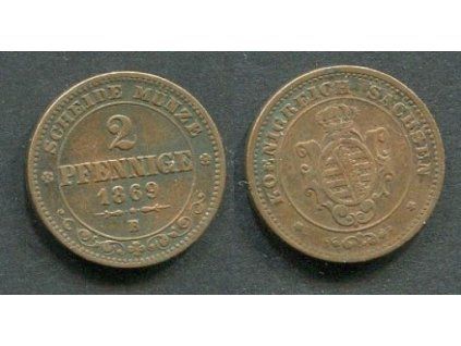 SACHSEN. 2 Pfennige 1869/B.