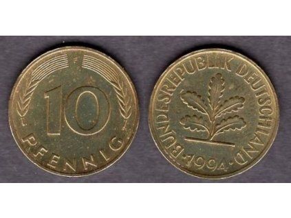 NĚMECKO. 10 pfennig 1994/F.