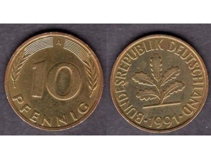 NĚMECKO. 10 pfennig 1991/A.