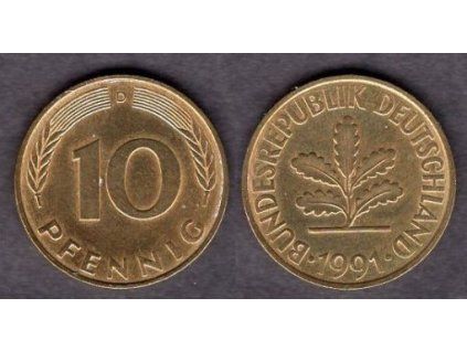 NĚMECKO. 10 pfennig 1991/D.