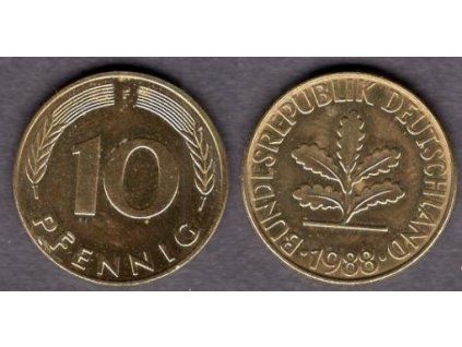 NĚMECKO. 10 pfennig 1988/F.