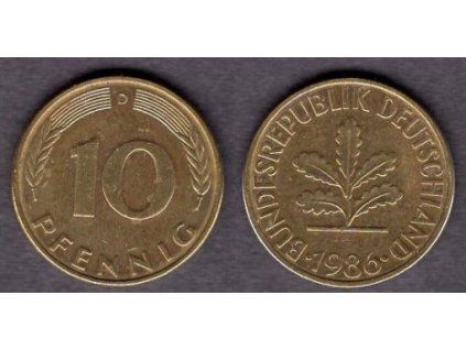 NĚMECKO. 10 pfennig 1986/D.
