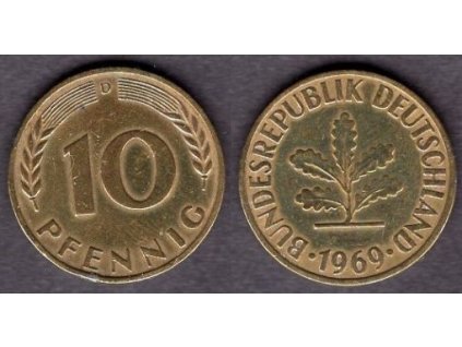 NĚMECKO. 10 pfennig 1969/D.