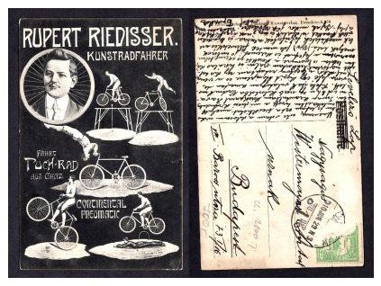 RIEDISSER,rt. Kunstradfahrer. Fahrt Puch-Rad aus Graz. COntinental Pneumatic.