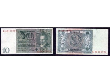 NĚMECKO. 10 Reichsmark. Ro. 173b. 22. 1.1929. Podtisk E. Série A.