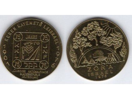 NĚMECKO. 75 výročí Jüdischer Nationalfonds Bundesrepublik Deutschland. 1907 - 1976.