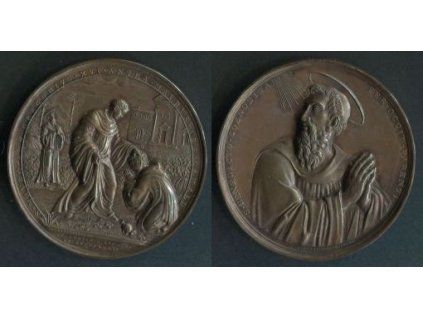 Sv. Benedikt. Medaile na návštěvu papeže Gregora XVI. v apoštolském hospici San Michele v Římě 1834.