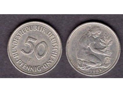 NĚMECKO. 50 Pfennig 1981/F.