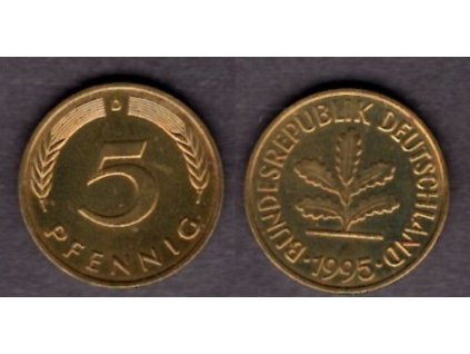 NĚMECKO. 5 Pfennig 1995/D.