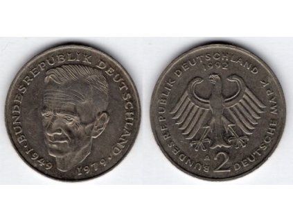 NĚMECKO. 2 Mark 1992/A. Dr. Kurt Schumacher . KM-149.