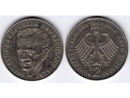 NĚMECKO. 2 Mark 1992/D. Dr. Kurt Schumacher . KM-149.