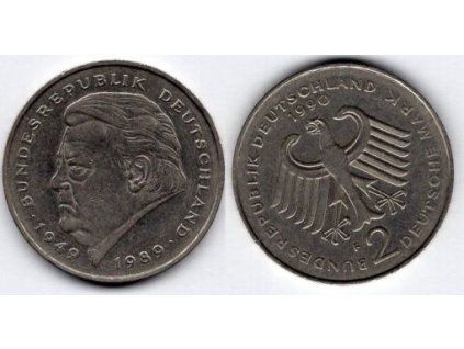 NĚMECKO. 2 Mark 1990/F. Franz Joseph Strauss. KM-175.