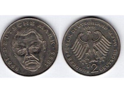 NĚMECKO. 2 Mark 1990/J. Ludwig Erhard. KM-170.
