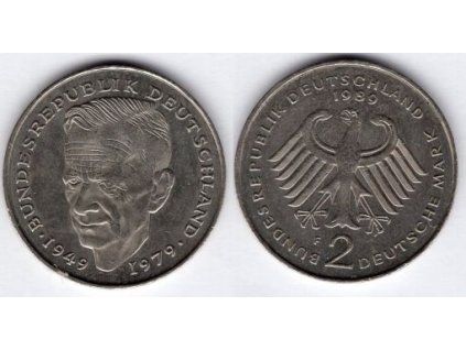 NĚMECKO. 2 Mark 1989/F. Dr. Kurt Schumacher . KM-149.