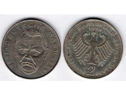 NĚMECKO. 2 Mark 1988/J. Ludwig Erhard. KM-170.