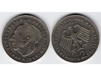 NĚMECKO. 2 Mark 1987/F. Theodor Heuss. KM-A127.