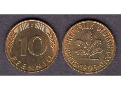 NĚMECKO. 10 pfennig 1993/D.