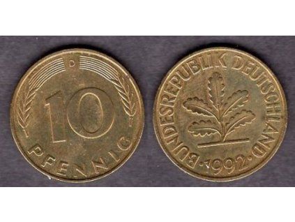 NĚMECKO. 10 pfennig 1992/D.