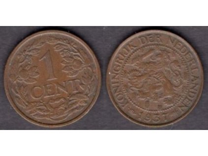 NIZOZEMÍ. 1 cent 1937. KM-152
