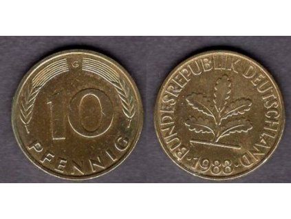 NĚMECKO. 10 pfennig 1988/G.