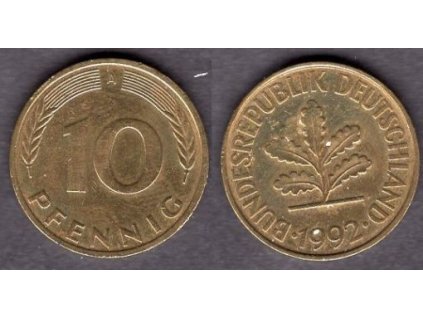 NĚMECKO. 10 pfennig 1992/A.