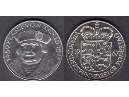 TAXIS, Franz von. Medaile na 450. výročí úmrtí. 1967. Ag.