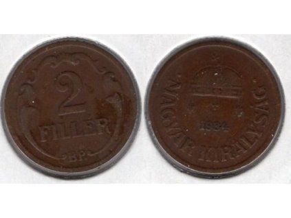 MAĎARSKO. 2 fillér 1934/BP. KM-506