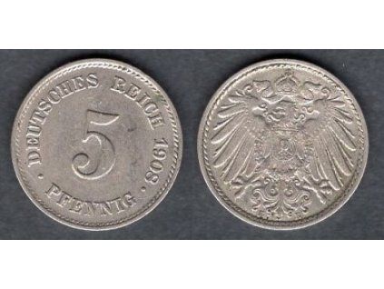 NĚMECKO. 5 Pfennig 1908/E.