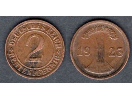 NĚMECKO. 2 Rentenpfennig 1923/D.