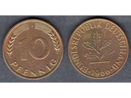 NĚMECKO. 10 pfennig 1966/J.