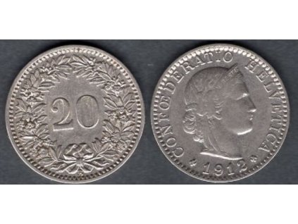 ŠVÝCARSKO. 20 rappen 1912.