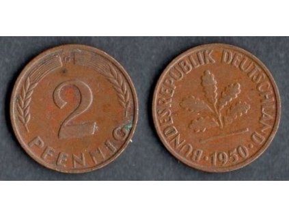 NĚMECKO. 2 Pfennig 1950/G.
