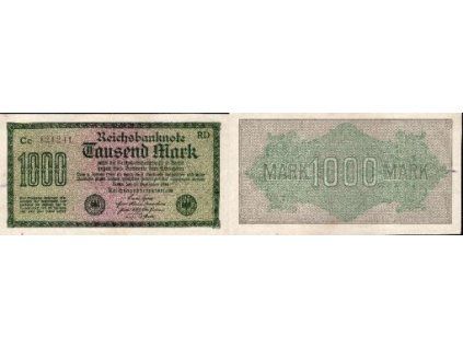 NĚMECKO. 1.000 Mark. Ro. 75k. 15. 9.1922. Firma RD, série Cc. VZ: křížky.