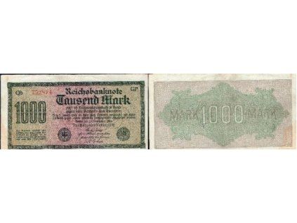 NĚMECKO. 1.000 Mark. Ro. 75q. 15. 9.1922. Firma GP, série Qb. Wellenlinien.