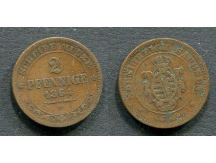 SACHSEN. 2 Pfennige 1864/B.