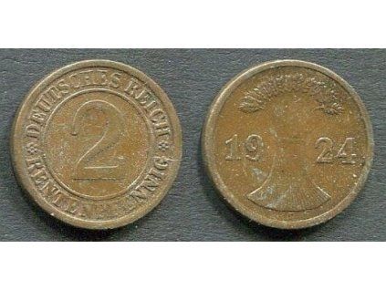 NĚMECKO. 2 Rentenpfennig 1924/J.