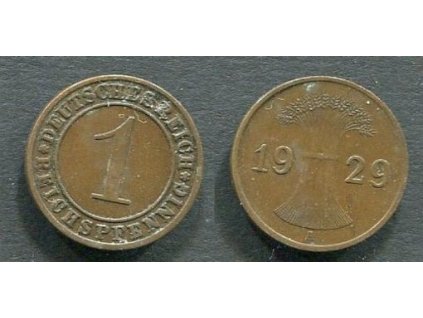 NĚMECKO. 1 Reichspfennig 1929/A. KM-37