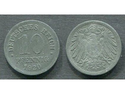 NĚMECKO. 10 Pfennig 1920. KM-26